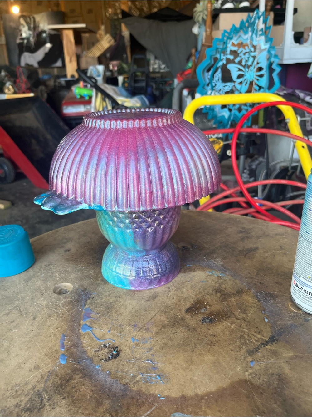 Iridescent Mushroom Accent Sculpture - Purple Blue Pink one of a kind
